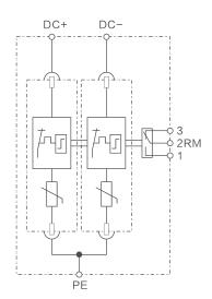 1000V 40kA DC 4P电源电涌保护电路图