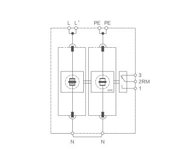 I类电源AC SPD软15KA 1P + N电涌保护器电路图