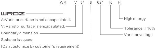 WRDZ避雷器浪涌压敏电阻代码标注图